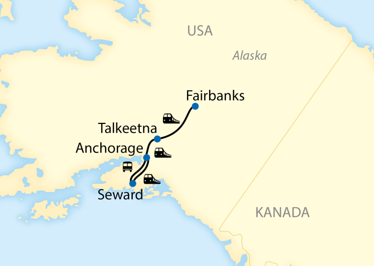Karte Zugreise durch Alaska und Kanada - 2699