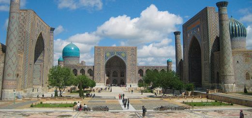 Der Registan-Platz in Samarkand, Usbekistan.