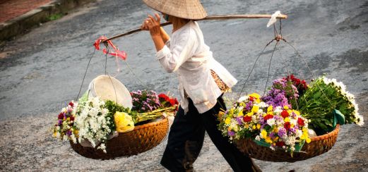 Blumenverkäuferin in Hanoi, Vietnam