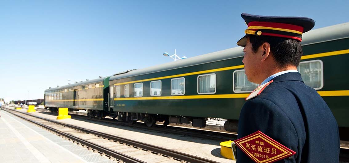 Der chinesische Sonderzug im Bahnhof von Erlian